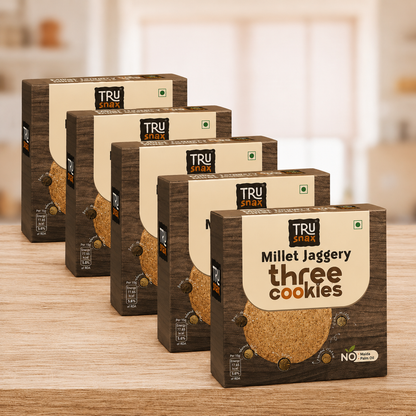 TruSnax Three Cookies Millet Jaggery (Pack of 5)