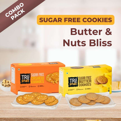 Trusnax Butter & Nuts Bliss - Sugar Free Butter + Cashew Cookies Combo India
