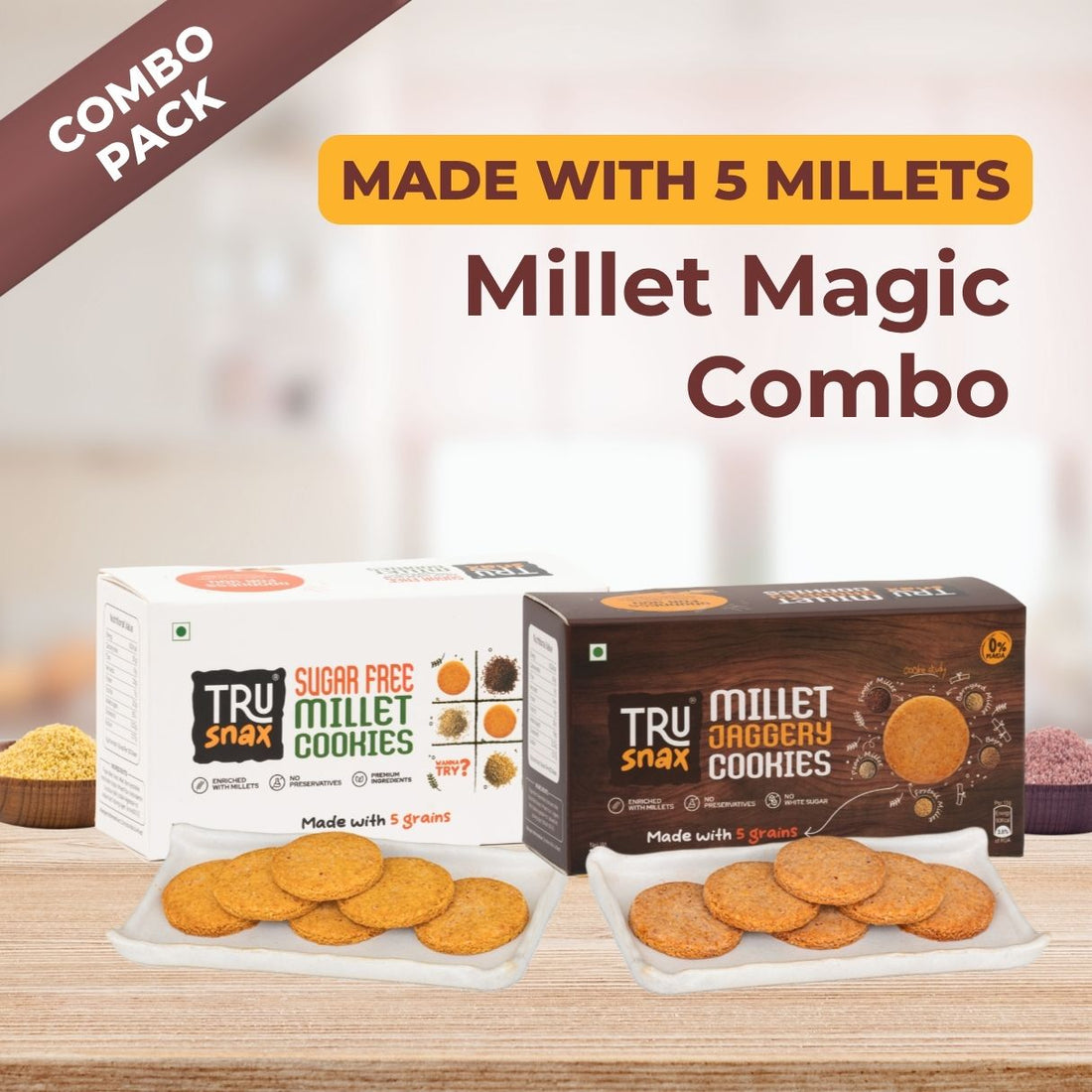 Millet Jaggery & Sugar Free Cookies Combo India | Trusnax – TruSnax