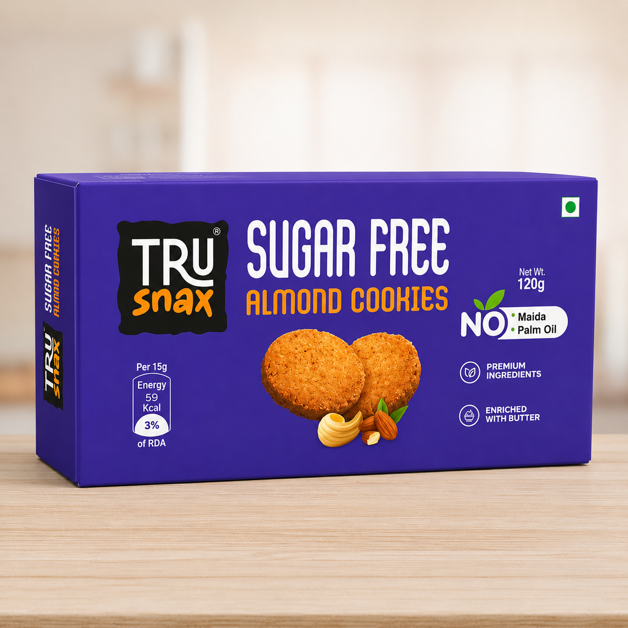 TruSnax sugar-free almond cookies – pure almond flour, zero sugar India