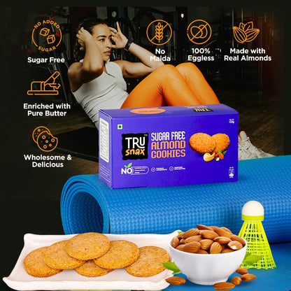 Trusnax Sugar Free Almond Cookies- Zero Sugar Diabetic Biscuits