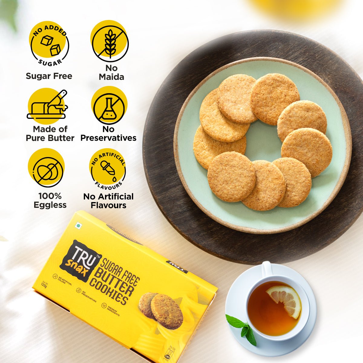 TruSnax Sugar Free Butter Cookies- Crunchy No Sugar